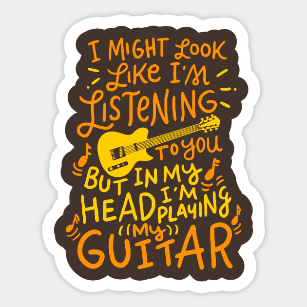 Funny Guitar Player T-Shirt Music Lover Guitarist Gift Sticker by CheesyB